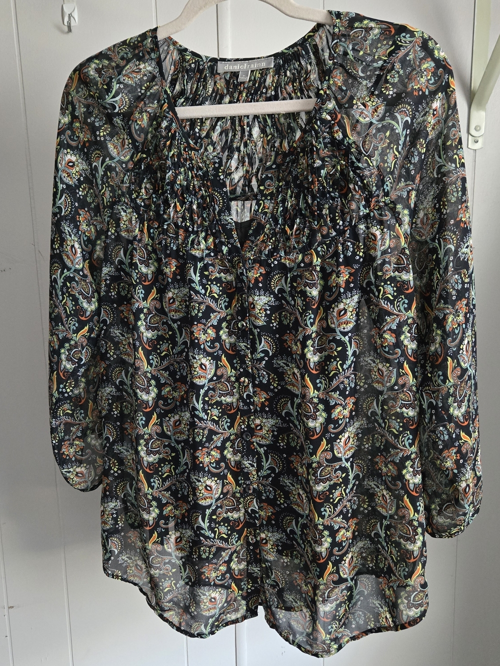 Daniel Rainn Black Paisley Sheer Blouse And Black Tank M